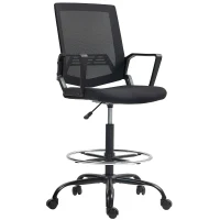HOMCOM Scaun de birou, chaise bureau ergonomique cu înălțime și suport pentru picioare reglabile, 66,5 x 70,5 x 118-139,5 cm, negru(m-6)