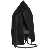 Outsunny Husă pentru fotoliu suspendat husă pentru fotoliu cocon material Oxford 210D cu fermoar Ø 115 x 190 cm negru(m-1)