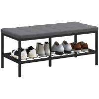 HOMCOM Banc de pantofi cu pernă rembursată și raft de depozitare, banc de intrare pentru hol, cameră, 90x41x40 cm, gri(m-1)