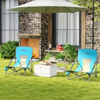 Outsunny Lot de 2 scaune de plajă pliabile scaune camping pliante ușoare sac de transport suport pentru pahar 58 x 55 x 62 cm albastru(m-5)