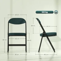 HOMCOM Set de 4 scaune pliante scaune de masă portabile cu șezut și spătar căptușite cu catifea fină albastru(m-3)