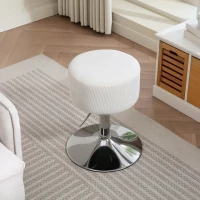HOMCOM Taburet, cu pernă, cu cadru metalic, aspect de catifea, înălțime reglabilă, 360° rotativ alb(m-4)