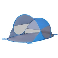 Outsunny Cort de plajă cort de plajă pliabil pop-up automat cu protecție UV fereastră în spate covoraș mare albastru cer(m-1)