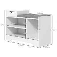 HOMCOM Mobilier și banc pentru pantofi 1 sertar și 3 compartimente, capacitate 5 perechi MDF, 76,5L x 30A x 52Î cm(m-3)