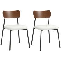 HOMCOM Set de 2 scaune de sufragerie cu șezut cu aspect de mohair, spătar curbat cu aspect de lemn, interior, crem