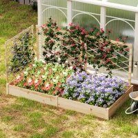 Outsunny Jardiniere cu 3 trelișe modulabile, bazin de flori din lemn pentru balcon terasă patio, 222x114x109 cm efect lemn natural(m-4)