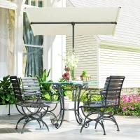 Outsunny Umbrelă de soare 180 de grade rotativă, înălțime reglabilă, umbrelă de grădină cu stâlp de aluminiu 150x205 cm Bej(m-4)