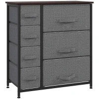 HOMCOM Șifonier 7 sertare din material textil, mobilier de depozitare modern, cadru din oțel, 63,5 x 30 x 71 cm, gri închis(m-7)
