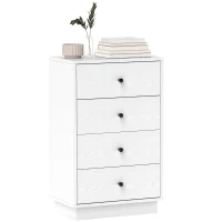 HOMCOM Comoda 4 sertare moderna, mobilier de depozitare pentru camera de zi, living, intrare, 47 x 29 x 75 cm, alb(m-1)
