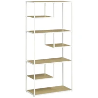 HOMCOM Bibliotecă raft de depozitare cu 7 niveluri cadru din oțel stil industrial 83 x 34 x 180 cm stejar(m-1)