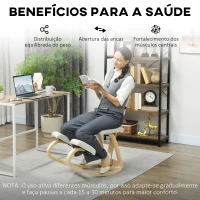 HOMCOM Cadeira Ergonómica de Joelhos com Encosto Almofadas Acolchoadas Estrutura de Madeira para Melhor Postura 51x84x93 cm Creme(m-6)