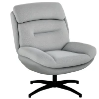 HOMCOM Fotoliu Pivotant, Rotație de 360 de grade, Chenil, Brațe Încorporate, Picioare din Oțel, Gri, Negru(m-1)