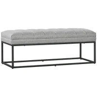 HOMCOM Banc design modern, scaun căptușit în material aspect lin gri și structură din metal negru, suport 200 kg, 120x44x45,5cm(m-1)