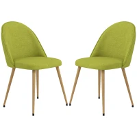 HOMCOM Set de 2 Scaune de Comedor cu Material din Lino cu Picioare din Oțel Suport 120 kg 50x52x83 cm Verde(m-6)