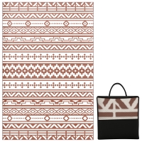 Outsunny Covor exterior reversibil 1,8 x 2,7 m, covor de sol cu model zid geometric din PP geantă de transport roșu și alb