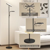 HOMCOM Lampadar LED 42W reglabil 2700K-6500K 4 culori variere continua, 4 moduri scena, telecomanda si control tactil(m-4)