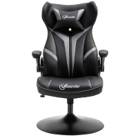 Vinsetto Scaun gamer scaun de joc gaming pivotant la 360° ergonomic înălțime reglabilă brațe rabatabile pernă tăiere incluse înveliș similicuir 67 x 70 x 106-112 cm gri deschis și negru