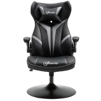 Vinsetto Scaun gamer scaun de joc gaming pivotant la 360° ergonomic înălțime reglabilă brațe rabatabile pernă tăiere incluse înveliș similicuir 67 x 70 x 106-112 cm gri deschis și negru(m-1)