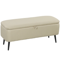 HOMCOM Bancă de Depozitare cu Capac Rabatabil și Picioare din Oțel pentru Dormitor Sufragerie Intrare 101x38,5x44,5 cm Bej