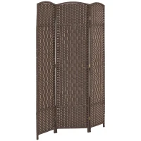 HOMCOM Paravan interior din lemn 3 panouri separator de cameră pliabil pentru living dormitor 135 x 180 cm maro(m-1)