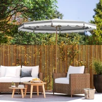 Outsunny Umbrelă de gradina exterioară umbrelă înclinabilă octogonală cu manivelă material 180 g/m² Ø 2,7 x 2,4 m gri deschis(m-4)