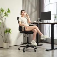 HOMCOM Scaun de birou, chaise bureau ergonomique cu înălțime și suport pentru picioare reglabile, 66,5 x 70,5 x 118-139,5 cm, negru(m-2)