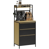 HOMCOM Dulap de bucătărie stil industrial cu 3 sertare, blat, raft și 4 cârlige, 60x40x132cm