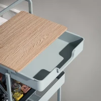 HOMCOM Desserte cărucior de depozitare cu roți 4 niveluri cu sertar, blat și coșuri, verde(m-3)