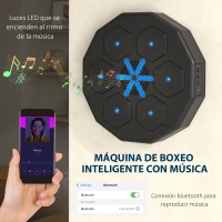 SPORTNOW Máquina Boxeo Musical Pared con Guantes Conexión Bluetooth y Luces LED para Adultos y Niños en Casa Gimanasio Negro(m-4)