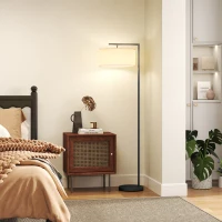 HOMCOM Lampadar lampă de picior abajur din material textil de in bază rotundă stabilă 47 x 37 x 153 cm negru si alb(m-5)