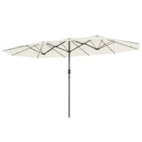 Outsunny Umbrelă dublă 436 x 260 cm, Protecție UV, Umbrelă de oțel cu manivelă, Ovală Bej(m-6)