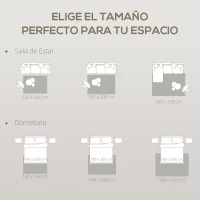 HOMCOM Alfombra Salón 160x230 cm Lavable en Lavadora Pelo Largo Estilo Moderno Tapete para Sala de Estar Dormitorio Crema(m-6)