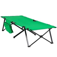 Outsunny Pat de camping pliabil, cu buzunar lateral și suport pentru băuturi, până la 136 kg, 190 x 65 x 40 cm(m-7)