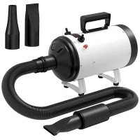 PawHut Uscător de păr pentru câini uscător de profesionist 2200W cu 3 duze diferite zgomot redus 3 temperaturi alb(m-7)