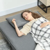 HOMCOM Poltrona 2 em 1 Sofá Cama Individual Dobrável com Encosto Ajustável e Almofada Carga 125 kg 90x78x79 cm Cinza(m-8)