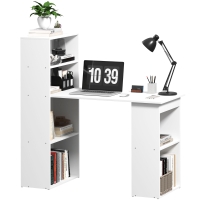 HOMCOM Masa Birou Birou Calculator, 2 Rafturi, 5 Rafturi, 120 cm x 55 cm x 120 cm, Alb