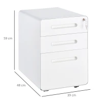 Vinsetto Caisson birou mobil și verrouillable cu 3 sertare pentru format A4, scrisori, legal, 39 x 48 x 59 cm, alb(m-3)