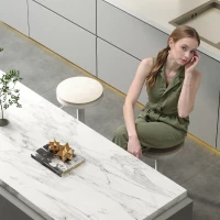 HOMCOM Lot de 2 taburete de bar, scaune de bar pivotante cu scaun din hevea, înălțime reglabilă și suport pentru picioare, alb(m-4)