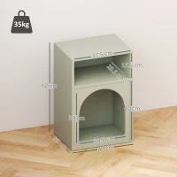 HOMCOM Lot de 2 mese de noapte, masă de noapte cu compartimente deschise, design aranjat, 40 x 30 x 60 cm, verde deschis(m-3)