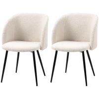 HOMCOM Set de 2 scaune pentru sală de mese cu spătar din material textil lână, 55 x 62 x 80 cm, bej și negru.(m-6)
