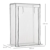 Outsunny Seră de grădină, seră de balcon, pânză renforțată PE, structură din oțel, ușă zippată rulabilă, 100 x 50 x 150 cm alb(m-3)