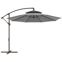 Umbrelă, Cu Manivelă și Acoperiș Dublu Bază Oțel Protecție Solară Ø2,67 x 2,45 m Gri deschis