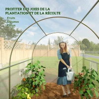 Outsunny Seră de grădină 6 m² dim. 3 x 2 m cu 1 ușă + 2 părți laterale cu fermoare, 6 ferestre, Alb(m-3)