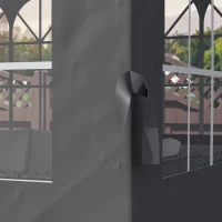 Outsunny Panouri laterale pentru pergolă, 4 panouri laterale pentru pavilion de grădină, cu fermoare, 3 x 4 m pergolă, Gri închis(m-5)