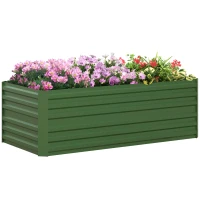 Outsunny Grădină elevate patrulater legume pat jardiniere cu tuburi de armare din oțel galvanizat 180 x 90 x 59 cm(m-1)