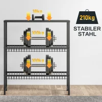 HOMCOM Raft depozitare, ajustabil în înălțime, metal stabil, design compact, capacitate de încărcare 210 kg, Negru(m-3)