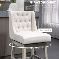 HOMCOM Conjunto de 2 Bancos de Bar com Encosto Giratório 180° Bancos Altos de Cozinha com Apoio para Pés  45,7x57,2x101 cm Bege(m-5)