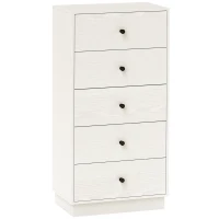 HOMCOM Comoda 5 sertare, mobilier de depozitare inalt si ingust, stil modern pentru camera de zi, living - 47x29x95cm, alb(m-1)