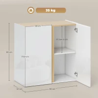 HOMCOM Comodă, Comodă cu uși Soft-Close, Raft reglabil, pentru sufragerie, bucătărie, sufragerie, alb(m-3)