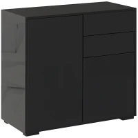 HOMCOM Dulap de Depozitare cu 2 Sertare, 2 Uși, cu Centură de Siguranță, 79 x 36 x 74 cm, Negru(m-1)